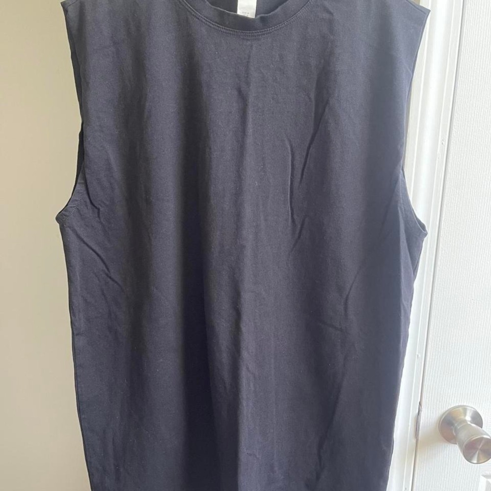 H&M Womens Black Sleeveless Muscle Tee Cotton Crew Neck Tank Dress Size M